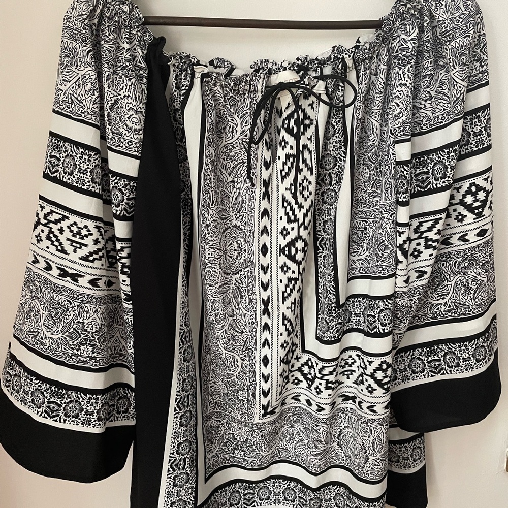 Chico's Black and White Patterned Blouse
